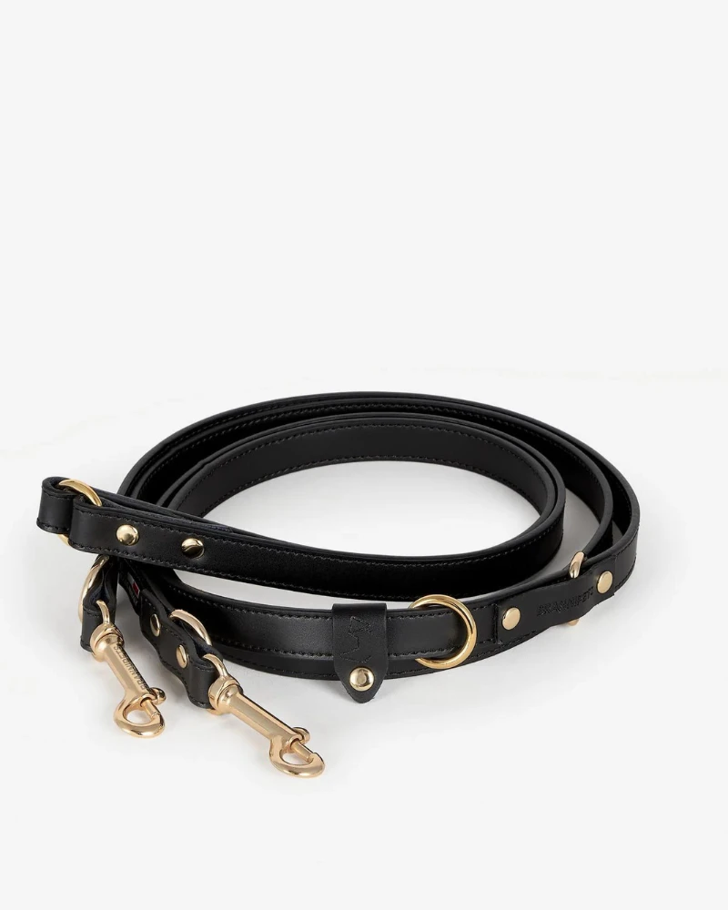 BRANNI Black Nara Hands-Free Leather Dog Leash With Brass Hardware (Made In Italy) - Image 2