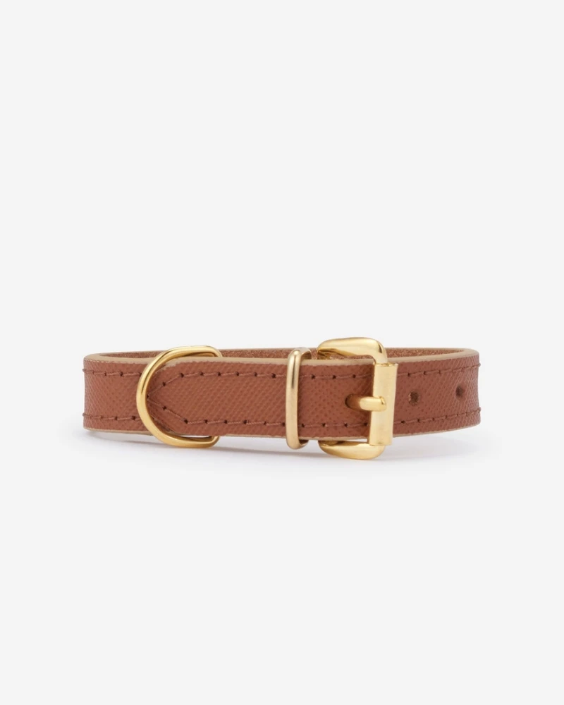 BRANNI Small Dog Collar In Cognac Leather (Made In Italy) (FINAL SALE) - Image 2