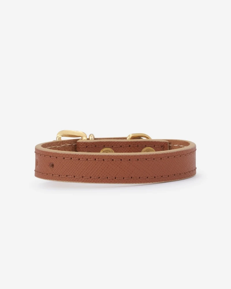 BRANNI Small Dog Collar In Cognac Leather (Made In Italy) (FINAL SALE) - Image 3
