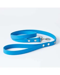 HOT DOGS ALL DRESSED Vegan Leather Dog Leash In Sky Blue (Made In Canada)