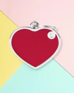 MY FAMILY Handmade Heart Tag In Really Red Custom Pet ID Tag