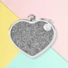 MY FAMILY Silver Glitter Heart Custom Pet ID Tag