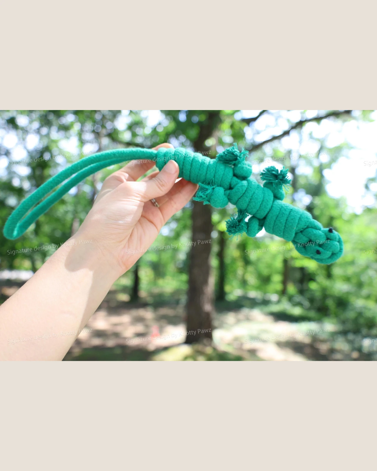 KNOTTY PAWS Homemade Eco-Friendly Green Lizard Dog Rope Toy - Image 3