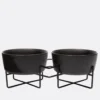 WAGGO Simple Solid Double Feeder Bowl + Bowl Stand In Black