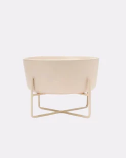 WAGGO Simple Solid Bowl + Bowl Stand In Matte Buttercream