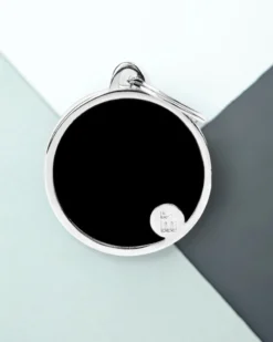 MY FAMILY Handmade Circle Tag In Jet Black Custom Pet ID Tag