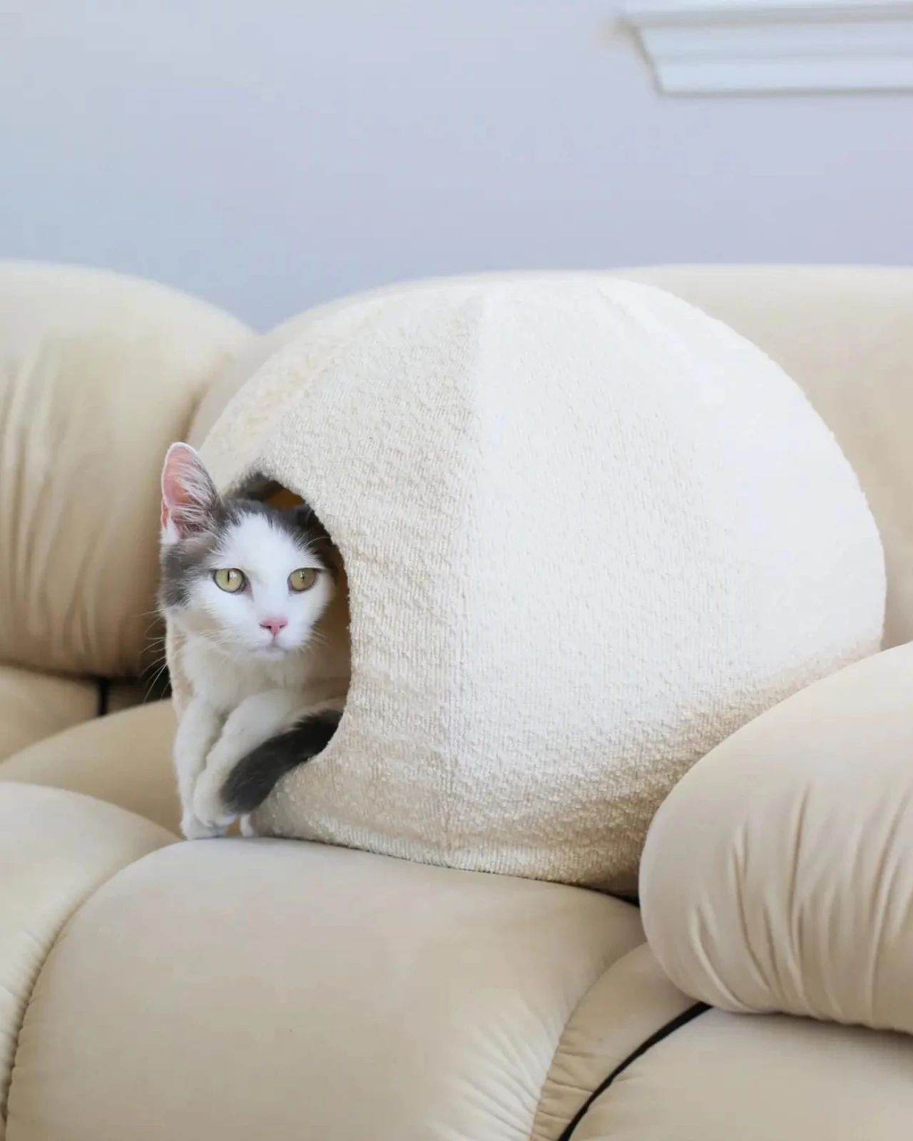 CATENARY HOME Bouclé Modular Moon Cat Cave Bed - Image 3