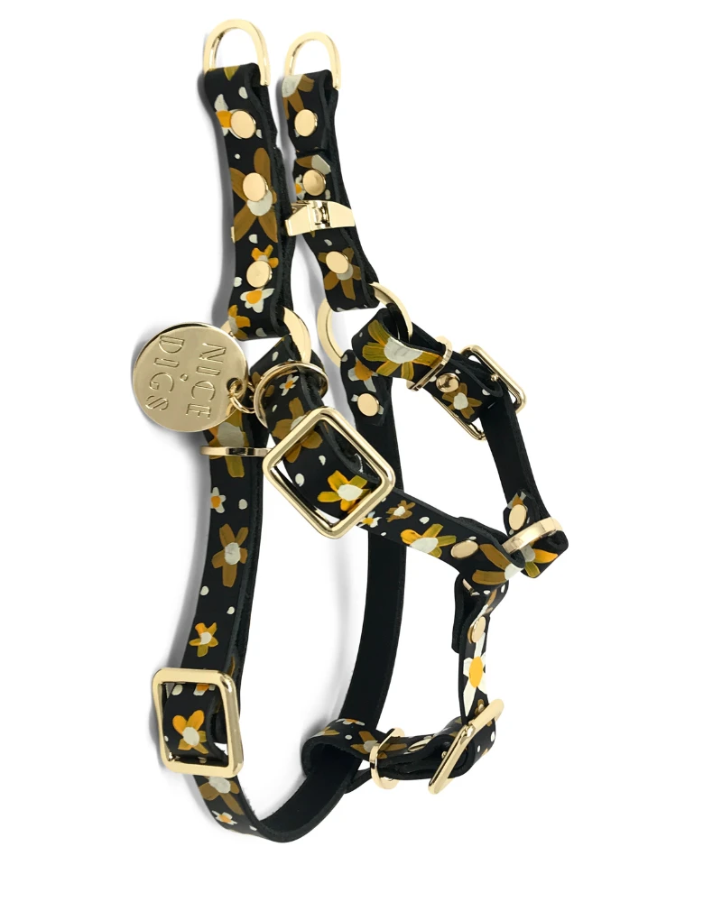NICE DIGS Posie Leather Dog Harness In Sunshine - Image 3