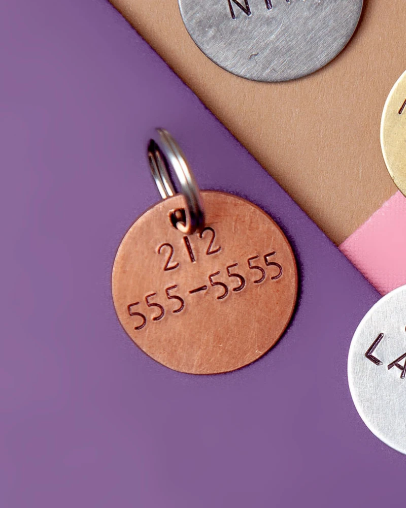 WOWIE GOODS Custom-Stamped Round Pet Name Tag In Copper, Brass, Or Aluminum (Custom/Drop-Ship) - Image 5