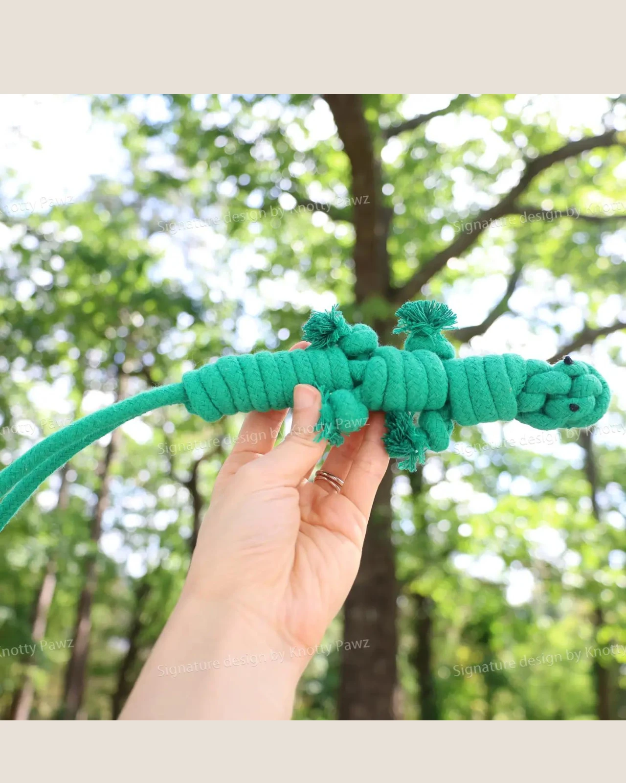 KNOTTY PAWS Homemade Eco-Friendly Green Lizard Dog Rope Toy - Image 5