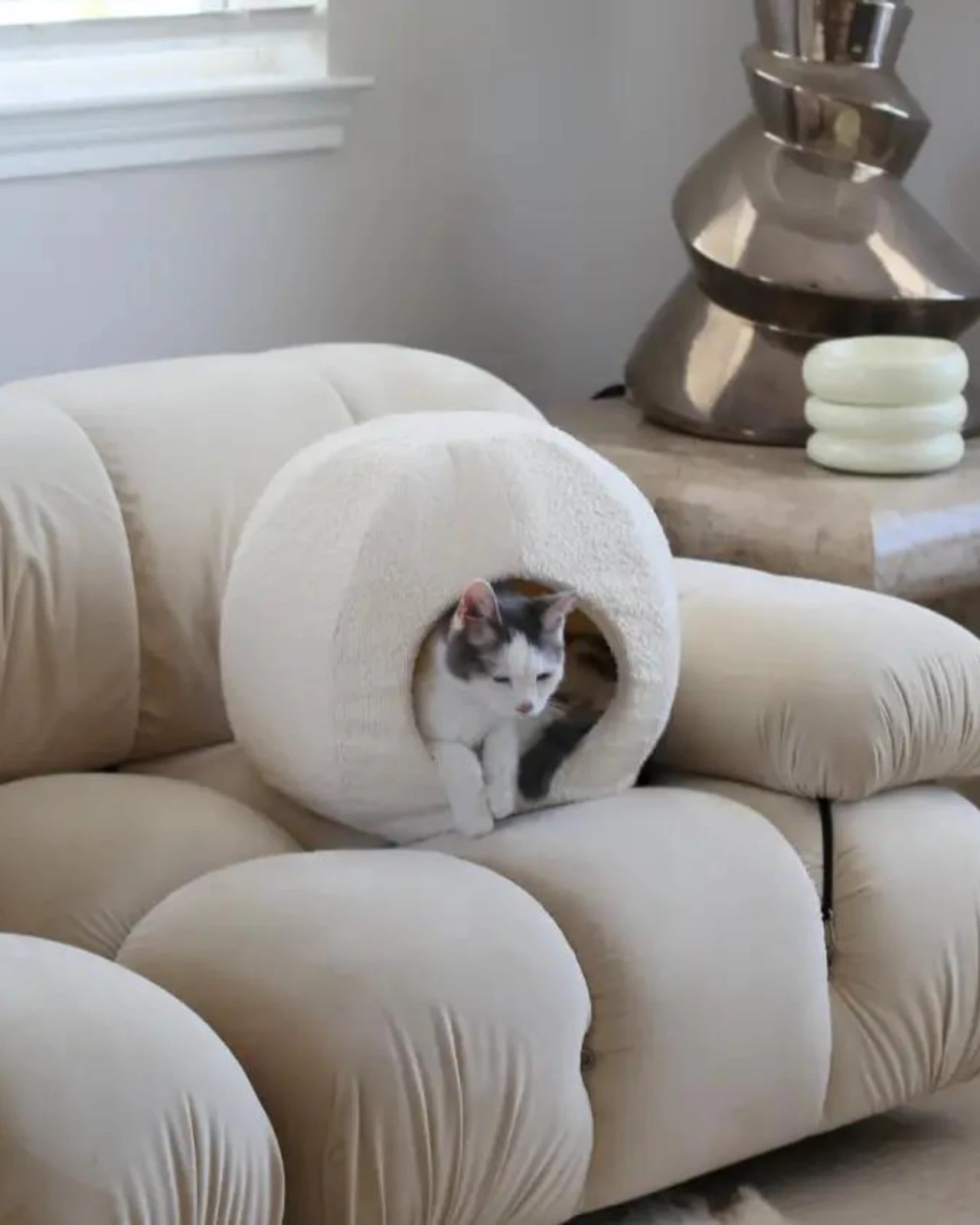 CATENARY HOME Bouclé Modular Moon Cat Cave Bed - Image 6