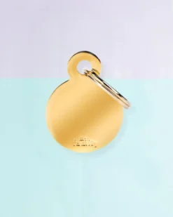 MY FAMILY Chic Circle In Golden Brass Custom Pet ID Tag