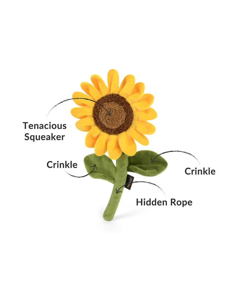 P.L.A.Y. Sassy Sunflower Crinkly Squeaker Dog Toy - Image 3