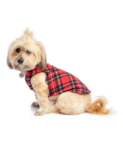 GOLD PAW Stretch Fleece In Red Tartan Plaid (Made In The USA)