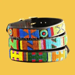 THE KENYAN COLLECTION Hippo Circus Beaded Leather Dog Collar (FINAL SALE)