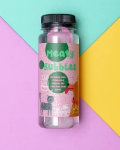 MEATY BUBBLES Birthday Cake Flavored Bubbles For Dogs & Cats (Vegan, Gluten Free And Halal Safe!)