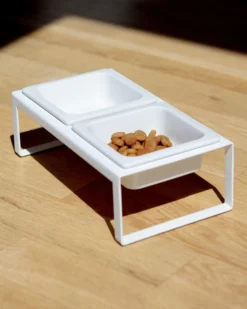 YAMAZAKI Tower Pet Food Bowl In White