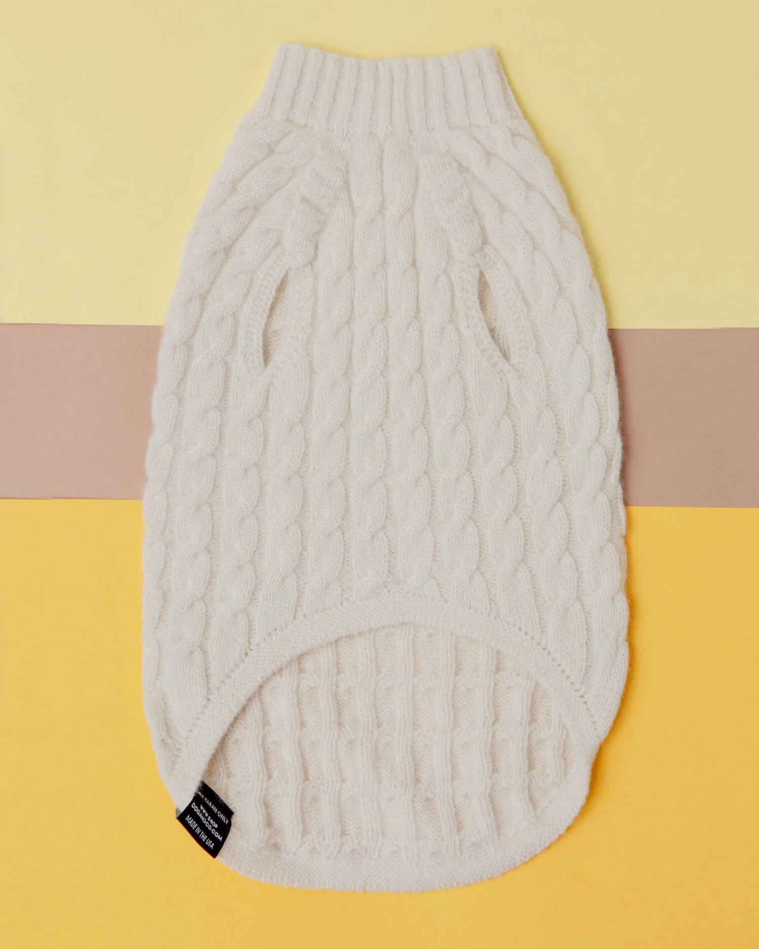 DOG & CO. COLLECTION The Uptown Cable Knit Sweater In Natural American Cotton (Made In NYC) - Image 3