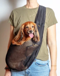 MONCHERI Mesh Dog Sling In Cafe Latte Or Black