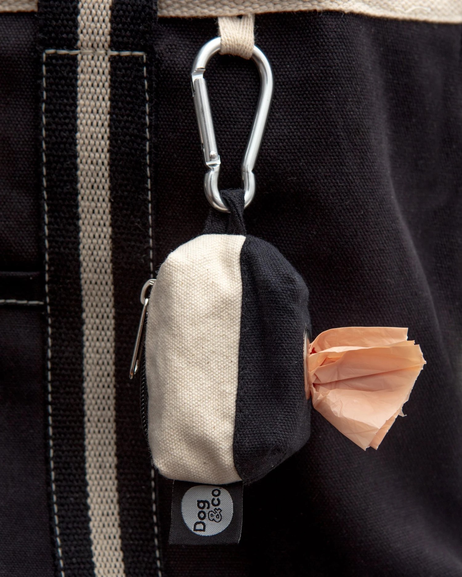 DOG & CO. COLLECTION Canvas Clean-Up Poo Bag Roll Holder In Natural + Black - Image 3