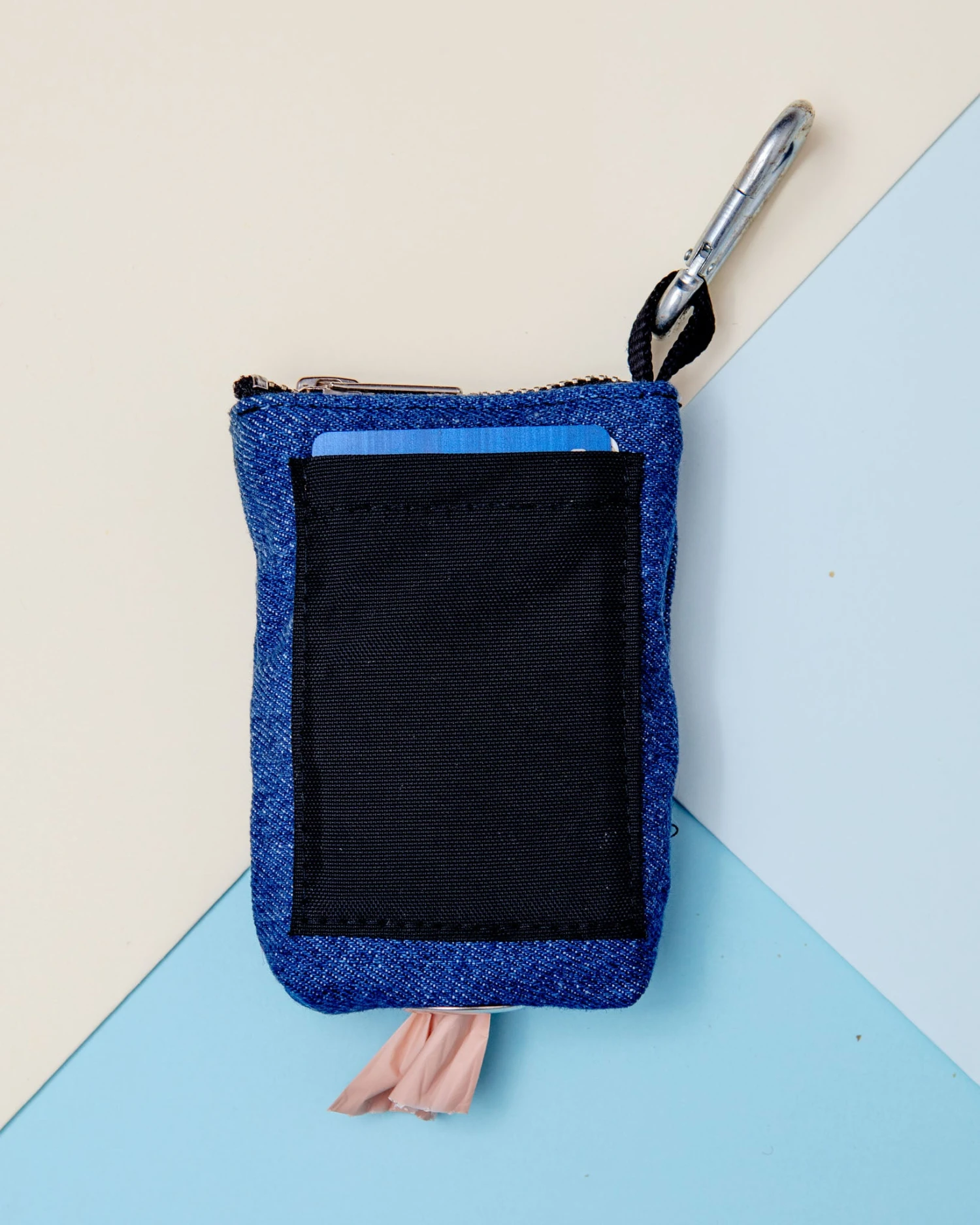 DOG & CO. COLLECTION Good Girl Bag Treat + Poop Bag Holder In Denim + Black (Made In NYC) - Image 6