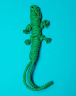KNOTTY PAWS Homemade Eco-Friendly Green Lizard Dog Rope Toy