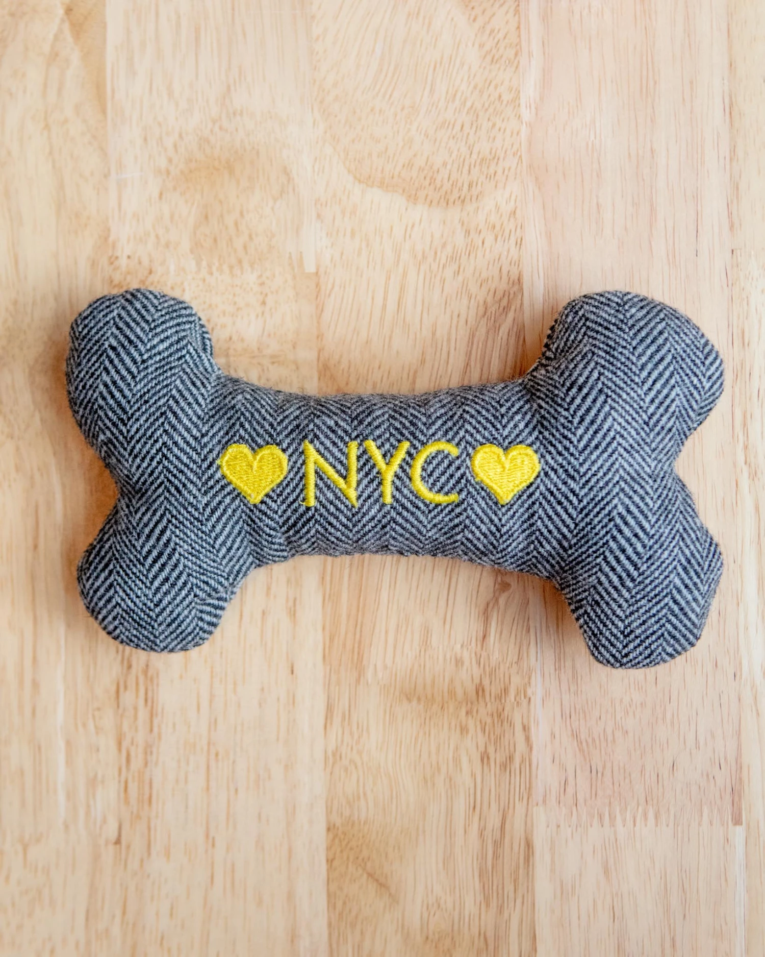 THREAD AND PAW "NYC" Tweed Squeaker Bone Dog Toy (Made In The USA) - Image 2