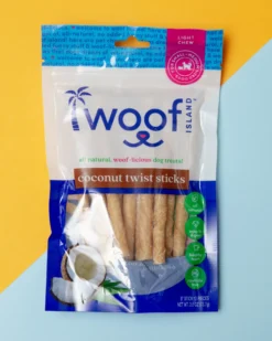 WOOF ISLAND All Natural Coconut Dog Twist Sticks Treat (12-Pack)