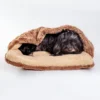 MUTTS & MITTENS Mushy Pocket Bed In Mocha Faux Fur & Sherpa (FINAL SALE)