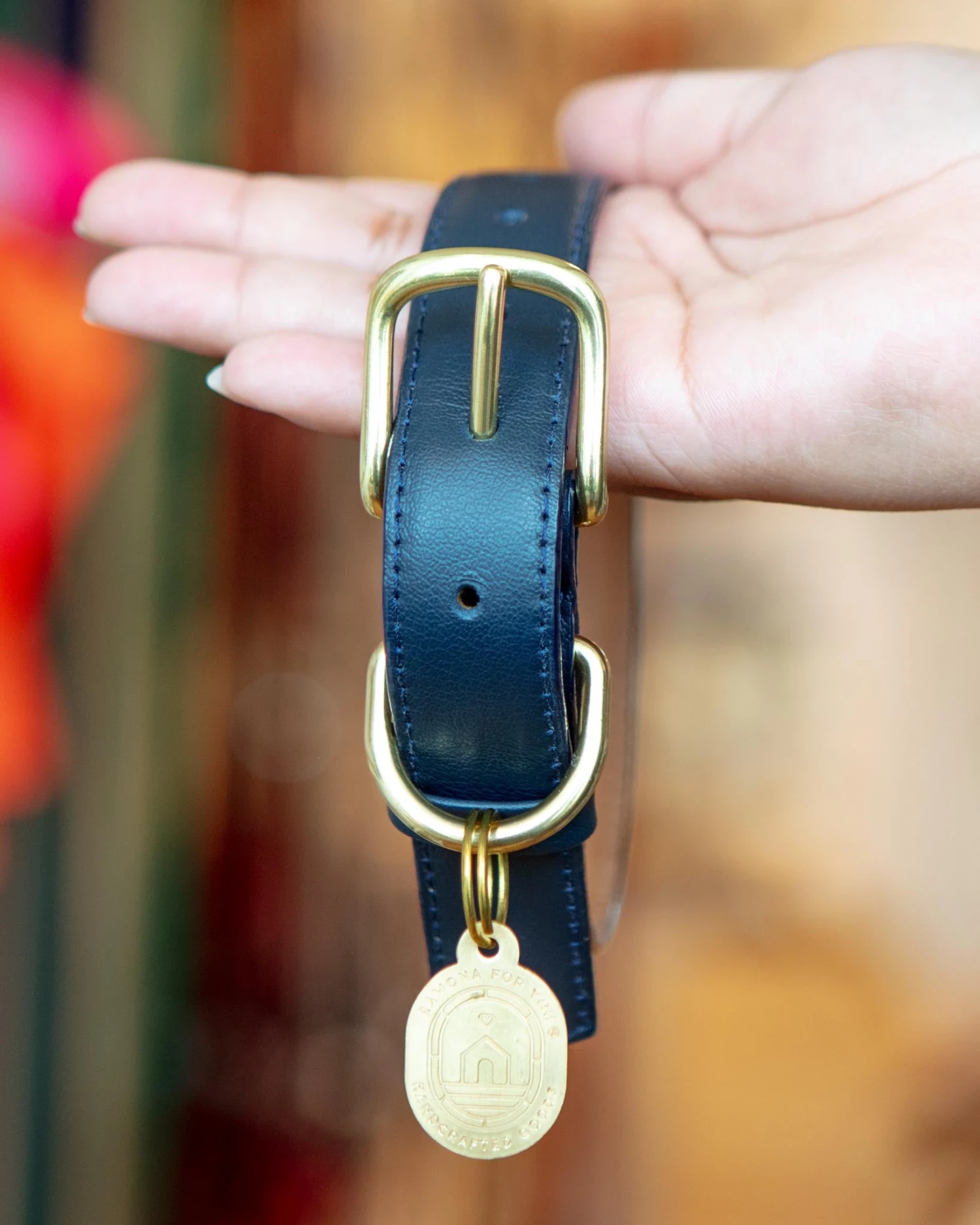 RAMONA FOR YOU Midnight Leather Dog Collar (Made In Guatemala) - Image 3