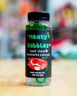 MEATY BUBBLES Beef Steak Flavored Bubbles For Dogs & Cats (Vegan, Gluten Free And Halal Safe!)