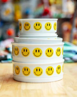 BONE DRY Let's Get Happy Smiley Face Pet Bowls
