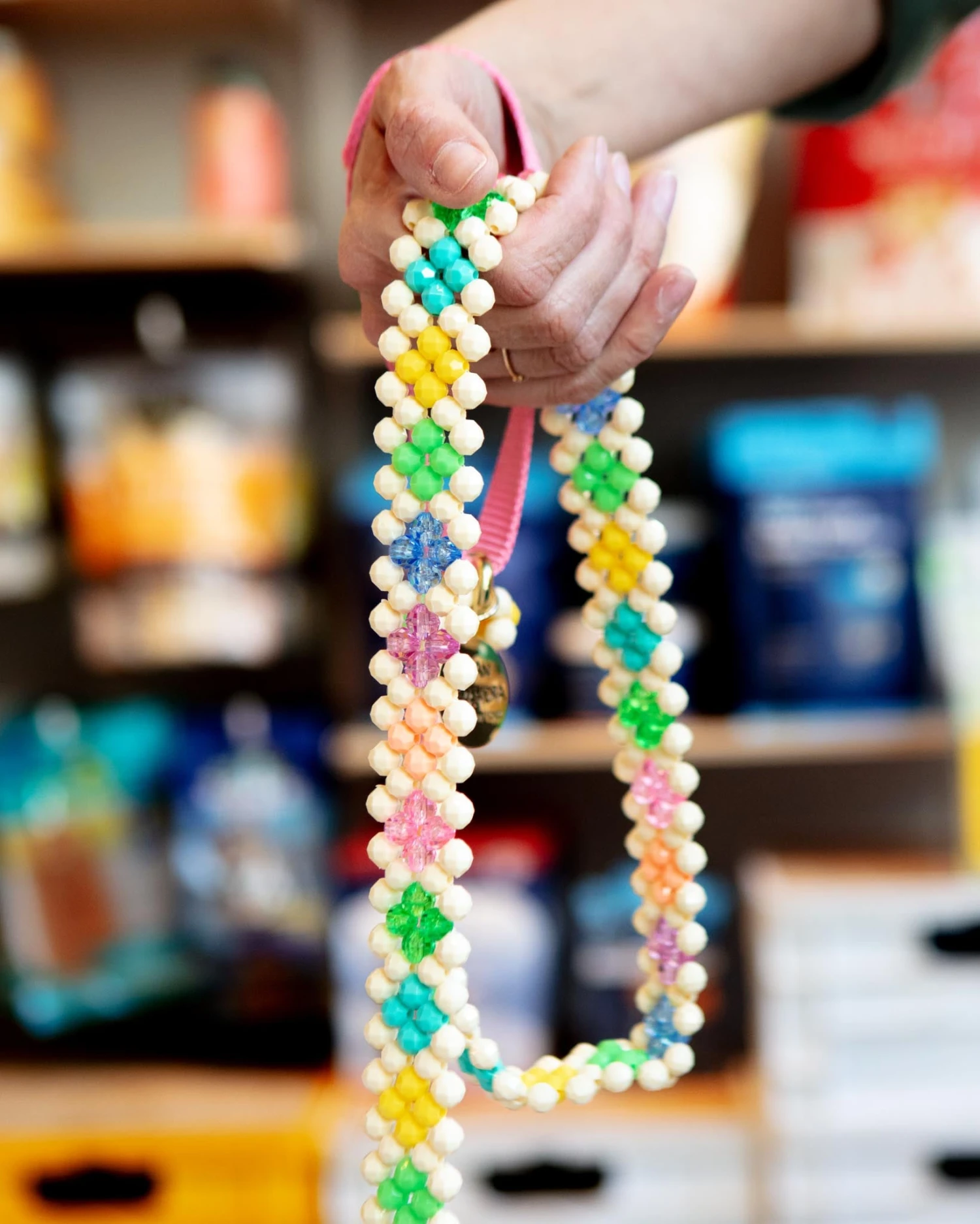 SUSAN ALEXANDRA Broadway Beaded Dog Leash In Matinee (Made In The USA) - Image 2