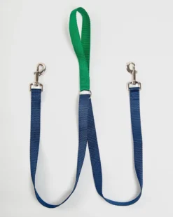 2 HOUNDS For DOG & CO. (Exclusive) Double Clip Training Leash In Hunter Green + Navy (Made In The USA)