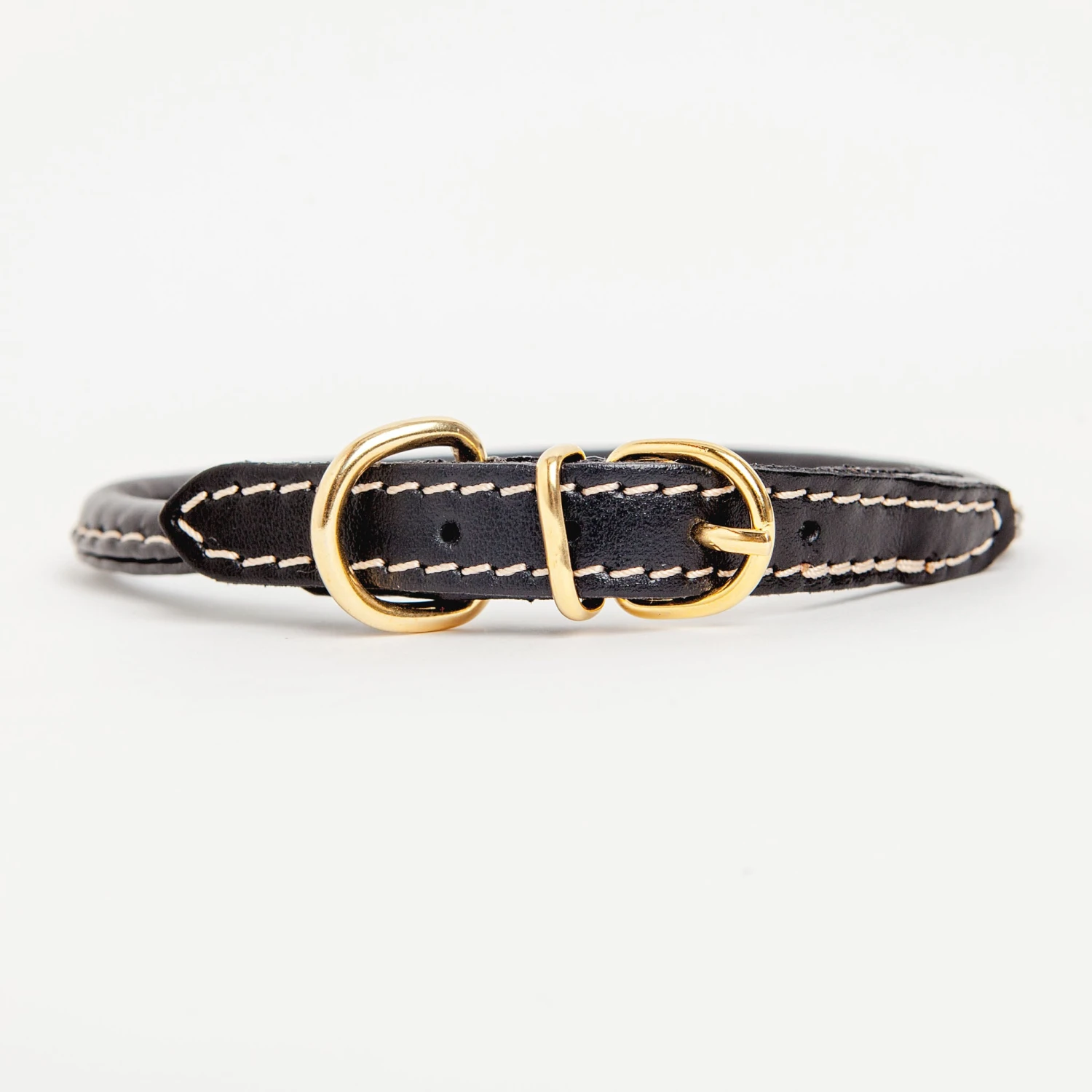 LA CINOPELCA Italian Rolled Leather Dog Collar In Black - Image 2