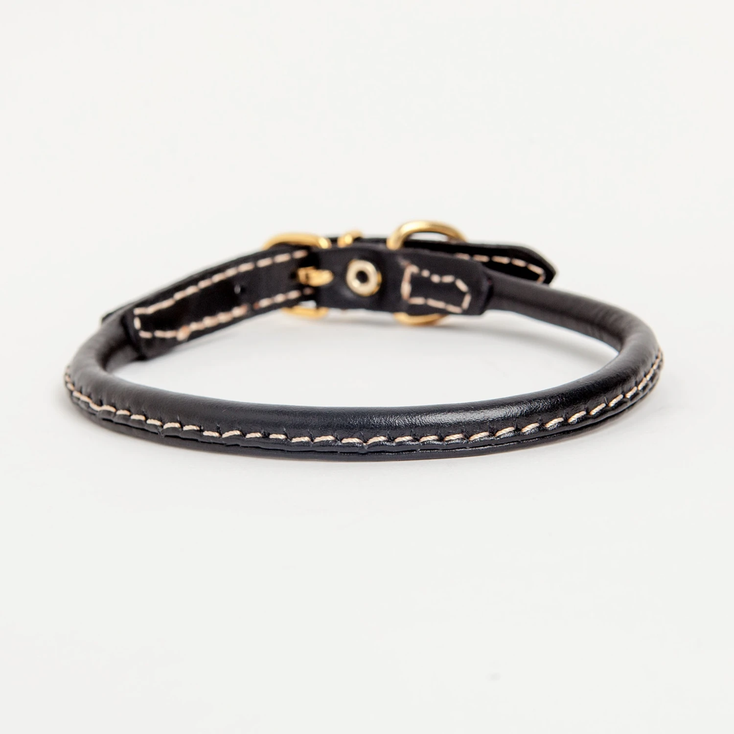 LA CINOPELCA Italian Rolled Leather Dog Collar In Black - Image 3