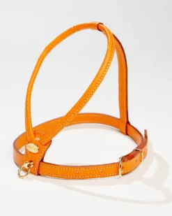 LA CINOPELCA Italian Leather Harness In Orange