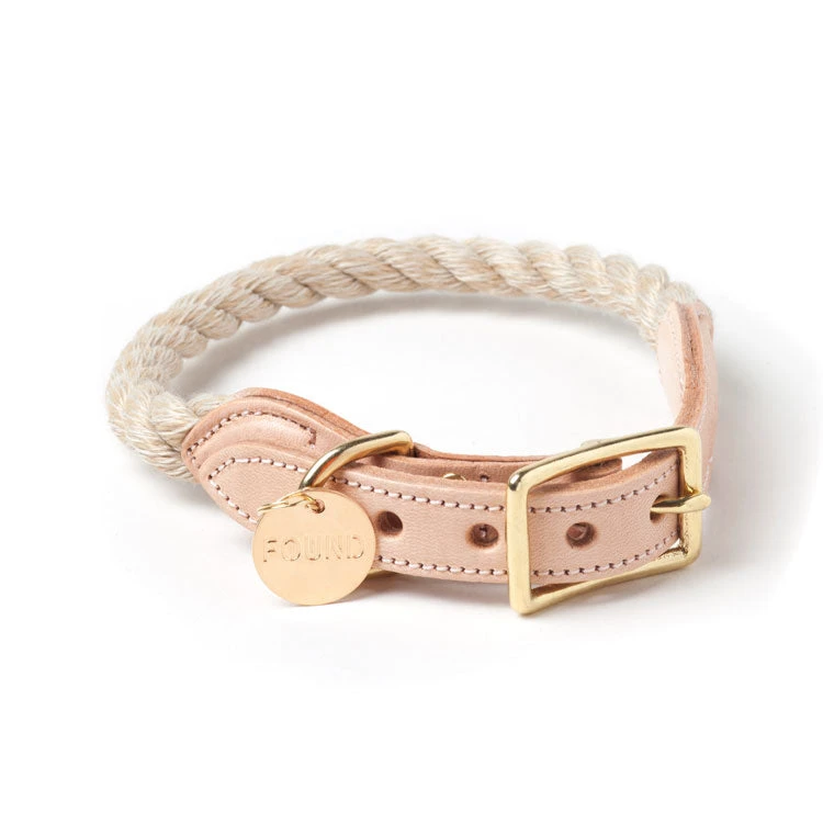 FOUND MY ANIMAL Rope Collar In Light Tan (Made In The USA)