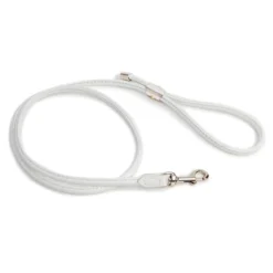 LA CINOPELCA Italian Leather Dog Leash In Ultra White