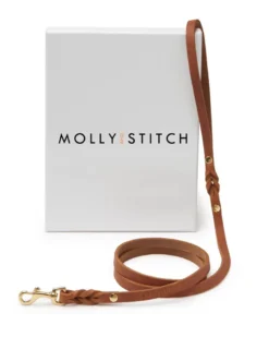 MOLLY & STITCH Butter Leather Dog Leash In Sahara Cognac (Made In Austria)